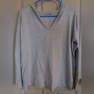 Loft Women's 100% Cotton Hooded V-Neck Sweater - SMALL